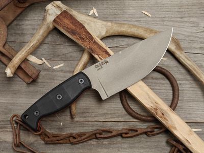 Falcon Knives Large Camp 5.5" Fixed Blade / Black Micarta w/ Orange Liners / Gun Metal Grey Cerakote CPM-3V