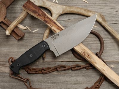 Falcon Knives Large Camp 5.5" Fixed Blade / Black Micarta w/ Green Liners / Gun Metal Grey Cerakote CPM-3V