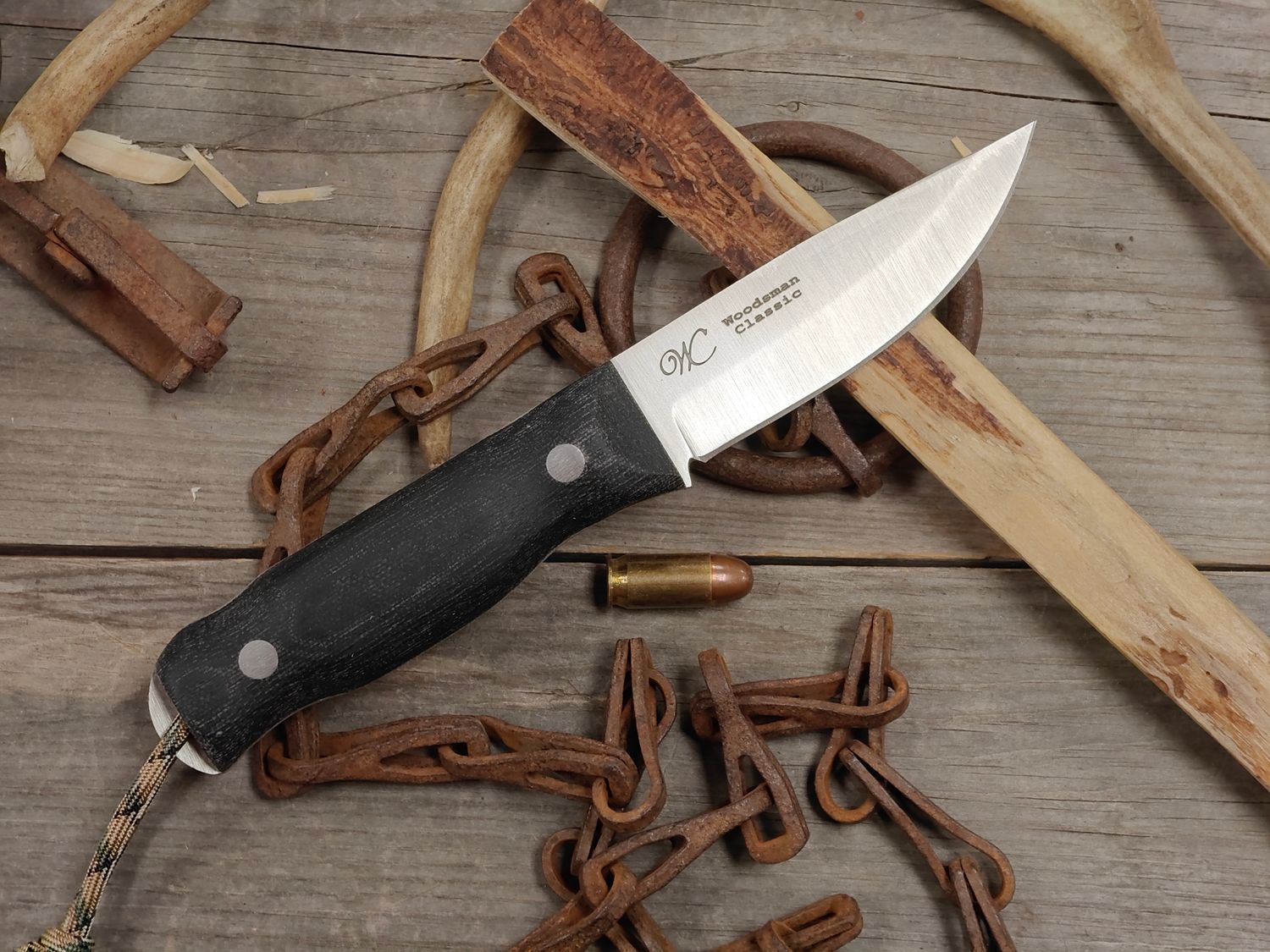 William Collins Woodsman Classic 4" Fixed Blade / Black Micarta w/ Stainless Pins / Saber Ground Satin 3/32" AEB-L