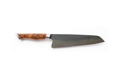STEELPORT 8" Chef Knife / Oregon Big Leaf Maple Burl / Coffee Patina 52100 Carbon Steel