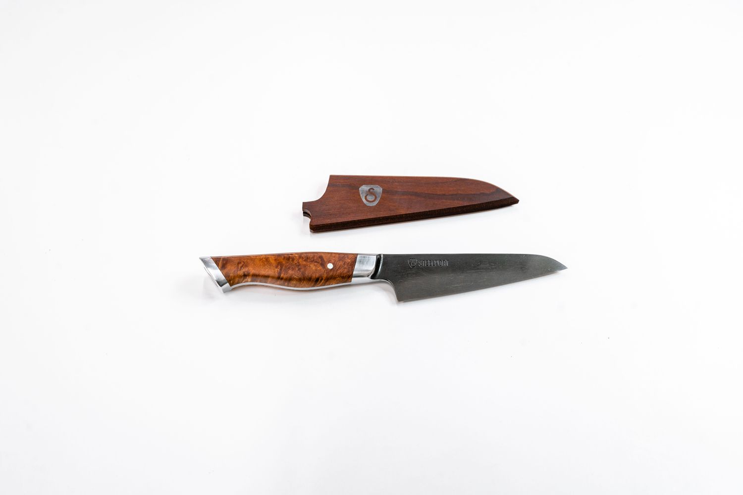 STEELPORT 4" Paring Knife / Oregon Big Leaf Maple Burl / Coffee Patina 52100 Carbon Steel