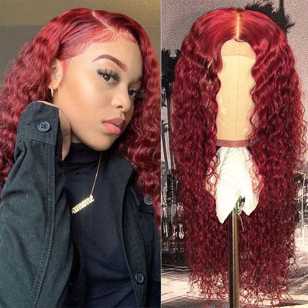 99J Hair Color Lace Front Wig Burgundy Wig Colored Human Hair Wigs