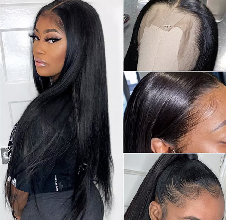 13x6 HD Lace Frontal Wig Bone Straight Human Hair Wigs Glueless Wig Peruvian HD Lace Front Human Hair Wigs 5x5 Lace Closure 200%
