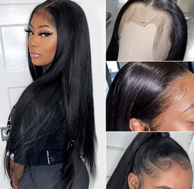 13x6 HD Lace Frontal Wig Bone Straight Human Hair Wigs Glueless Wig Peruvian HD Lace Front Human Hair Wigs 5x5 Lace Closure 200%