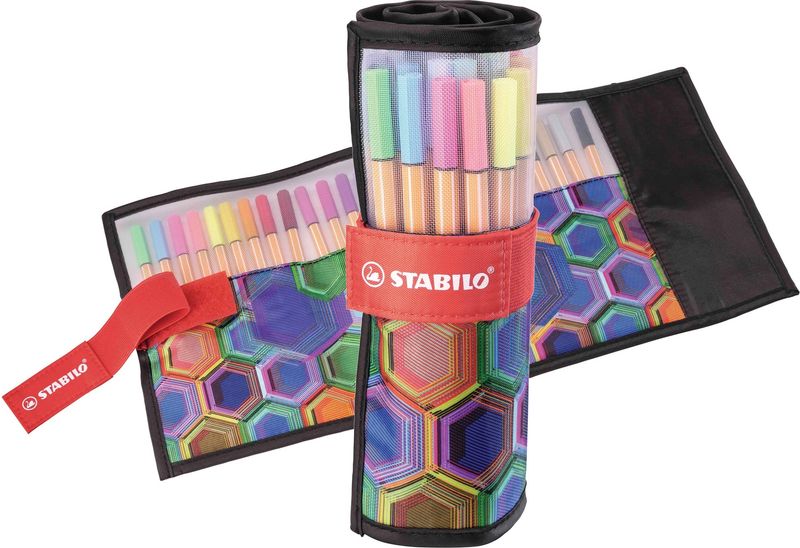 Rollerset mit 25 Stabilo +1 Caran d'Ache Kugelschreiber