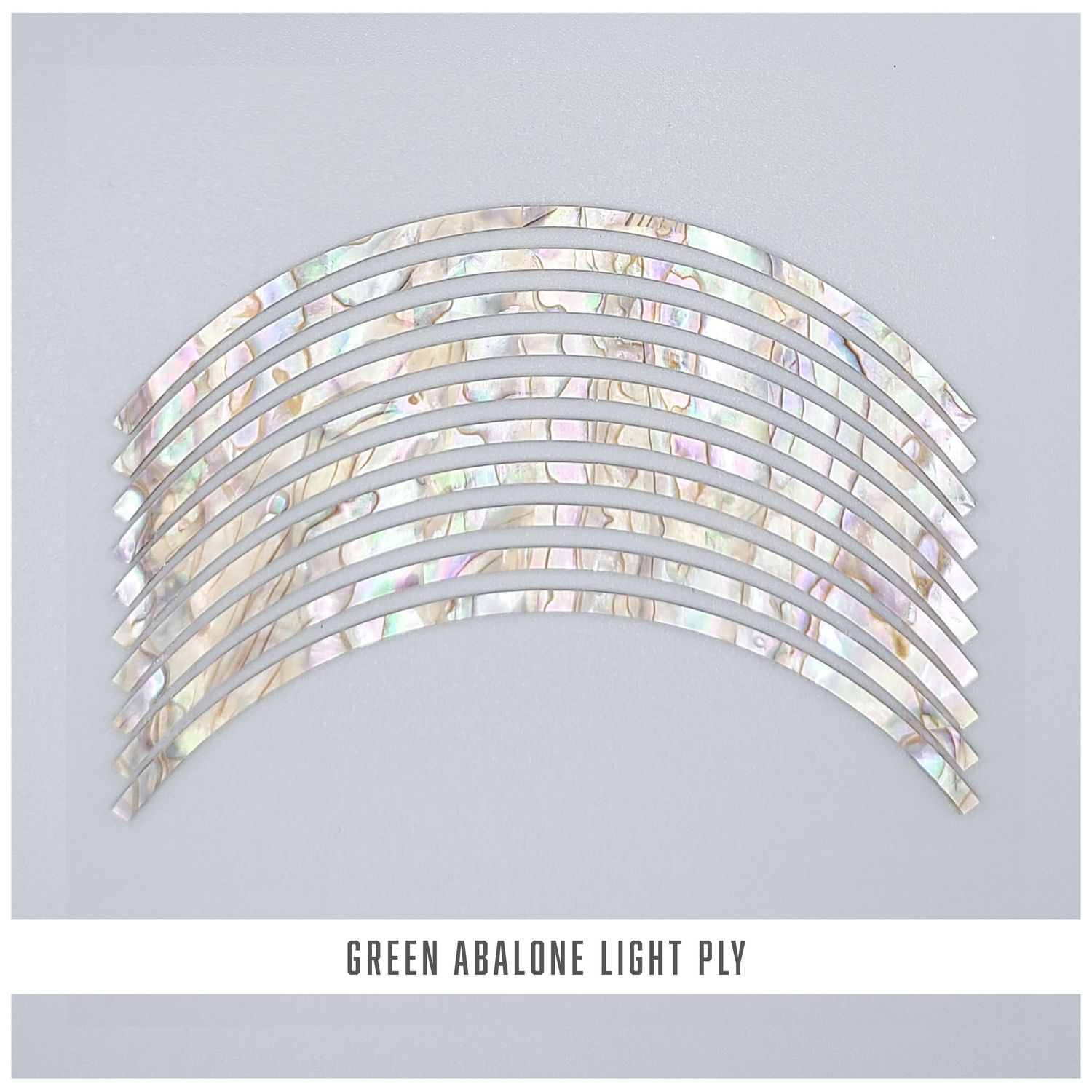 Curved Strips: Green Abalone Light Color Ply Curved Strips: Green Abalone Light Color Ply