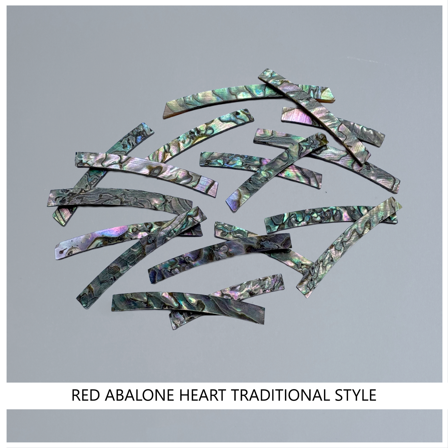 Curved Strips: Red Abalone Heart Traditional Style