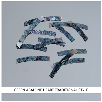 Curved Strips: Green Abalone Heart Traditional Style