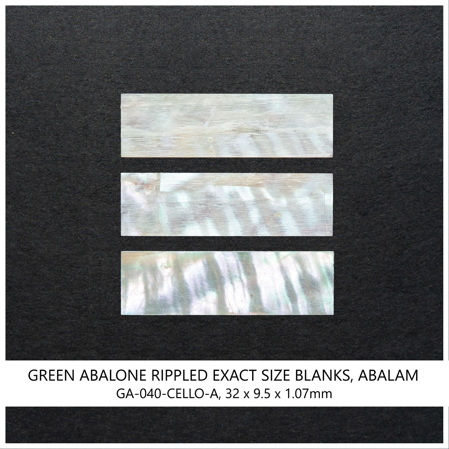 Exact Size Blanks: Green Abalone Rippled, Laminated Exact Size Blanks: Green Abalone Rippled, Laminated