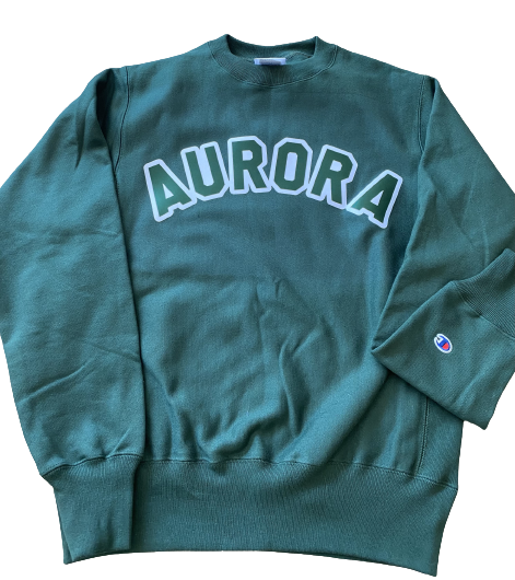 SPECIAL Limited Availability - Aurora Embroidered Champion Reverse Weave Crewneck Sweatshirt - Forest Green