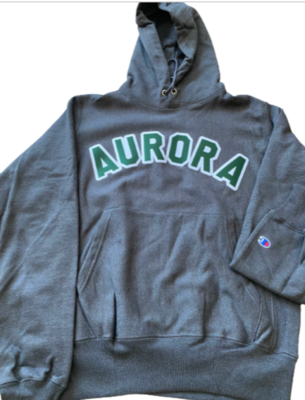 SPECIAL Limited Availability - Aurora Embroidered Champion Reverse Weave Hoodie Sweatshirt - Heather Charcoal
