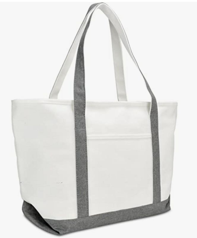 Zippered Canvas Tote Bag