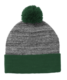 Green/Gray Pom Pom Beanie