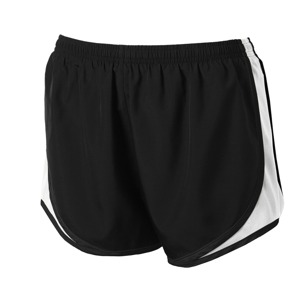 Ladies Black Running Shorts with White Accents