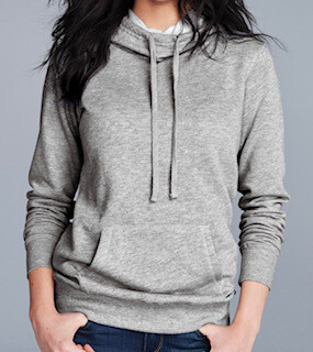 Ladies Lightweight Cowl Neck Hoodie - Heather Gray