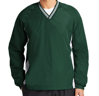 NEW ITEM - Forest Green/White Sport-Tek Tipped V-Neck Raglan Wind Shirt - Embroidered