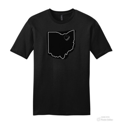 Aurora, OH Heart Soft Black Short Sleeve or Long Sleeve Tee - Adult, Youth and Toddler Sizing