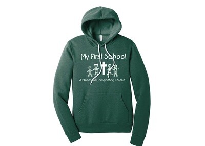 My First School Heather Forest Green Fleece Pullover Hooded Sweatshirt - Adult