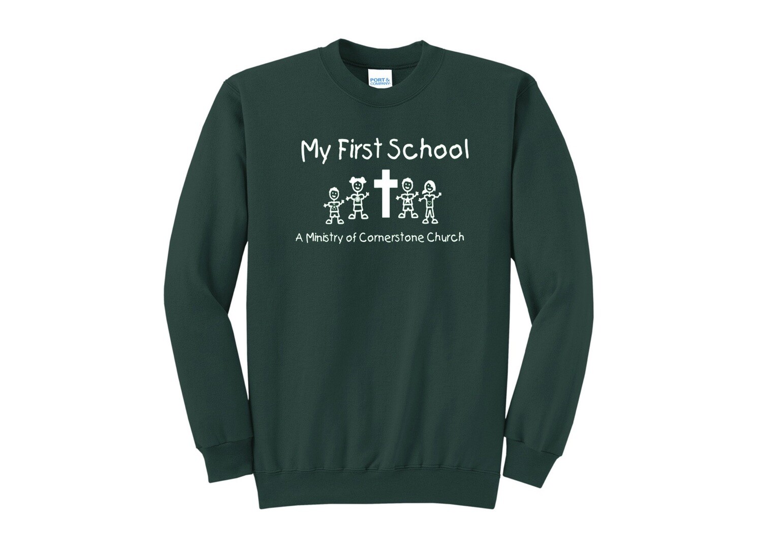 My First School Forest Green Fleece Crewneck Sweatshirt - Youth & Adult Sizes