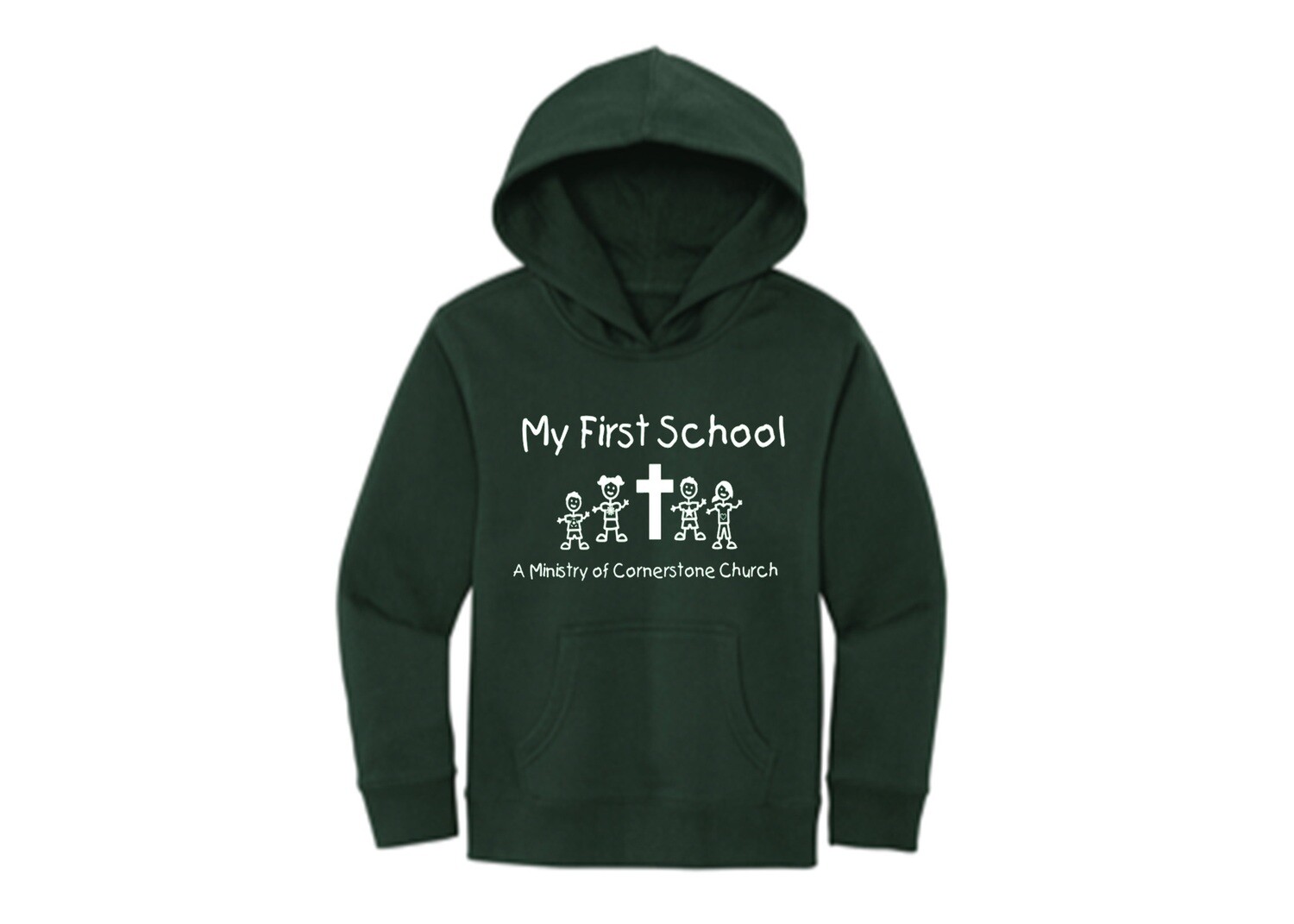 My First School Forest Green Fleece Pullover Hooded Sweatshirt - Youth
