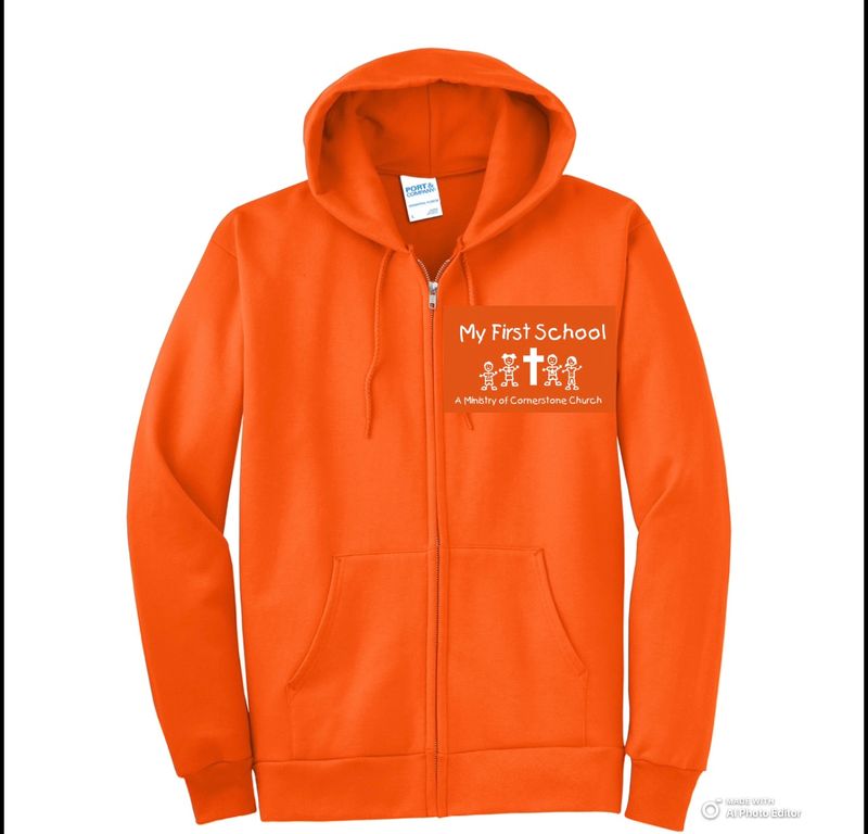 Unisex Full Zip Soft Orange Fleece Hoodie - Adult Sizes