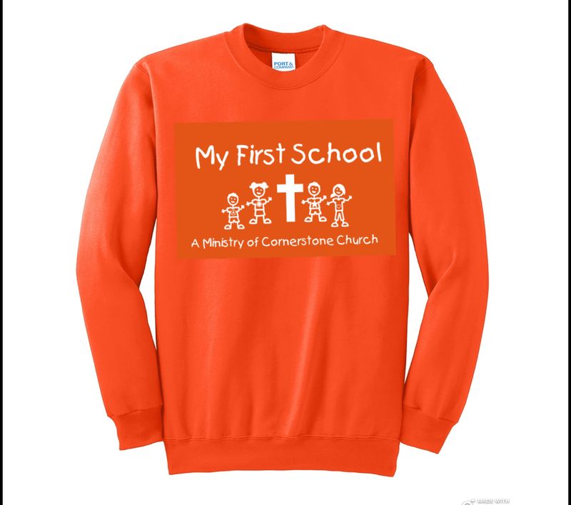 My First School Orange Fleece Crewneck Sweatshirt - Youth &amp; Adult Sizes