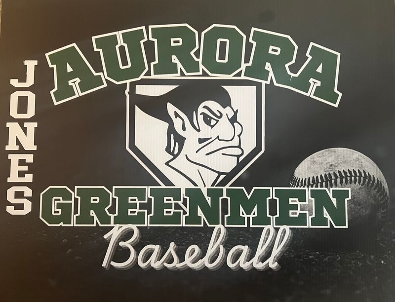 Aurora Greenmen Baseball Yard Sign with Stake