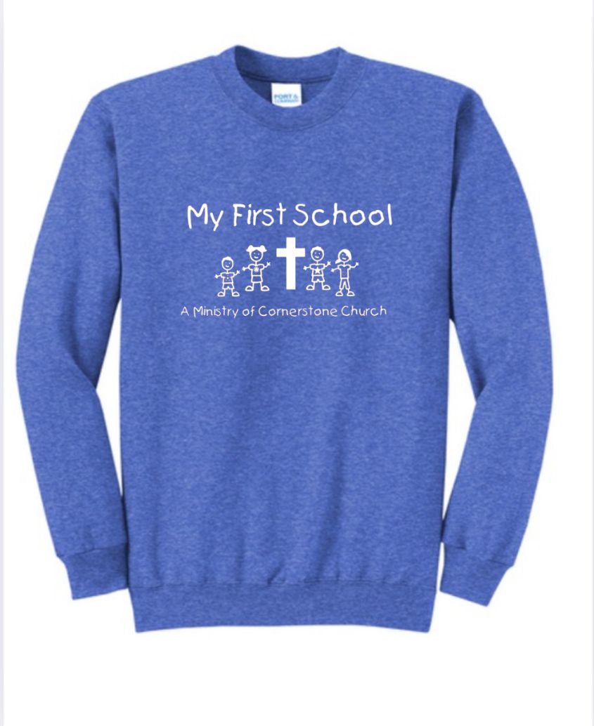 My First School Heather Royal Fleece Crewneck Sweatshirt - Youth, Toddler and Adult Sizes