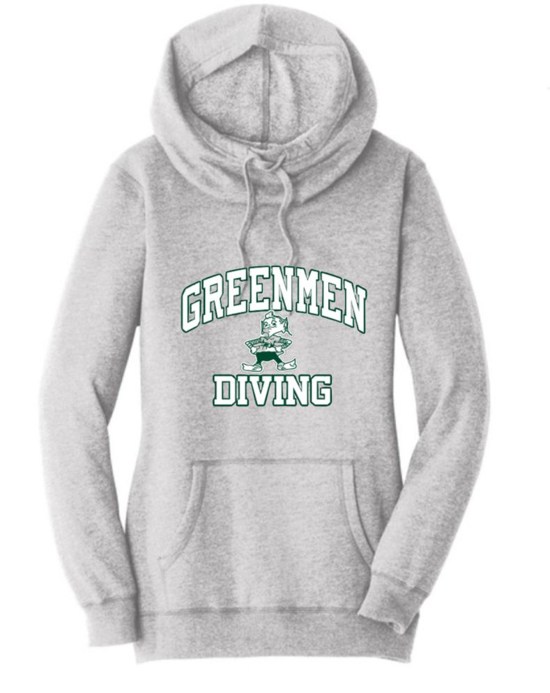 Ladies Lightweight Cowl Neck Hoodie - Heather Gray