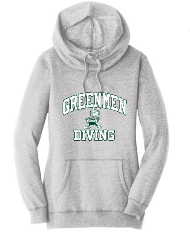 Ladies Lightweight Cowl Neck Hoodie - Heather Gray