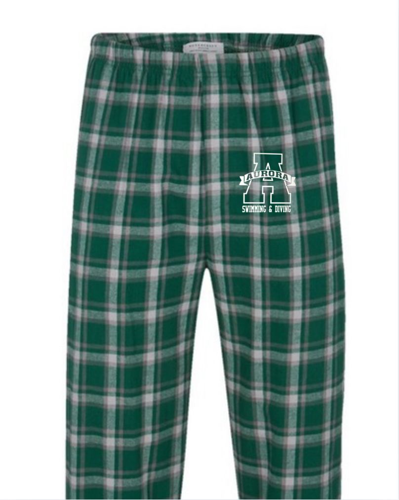Forest &amp; White Plaid Flannel Pants - Youth and Adult Available