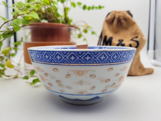 Bougie tasse fleurs séchées Porcelaine de Chine