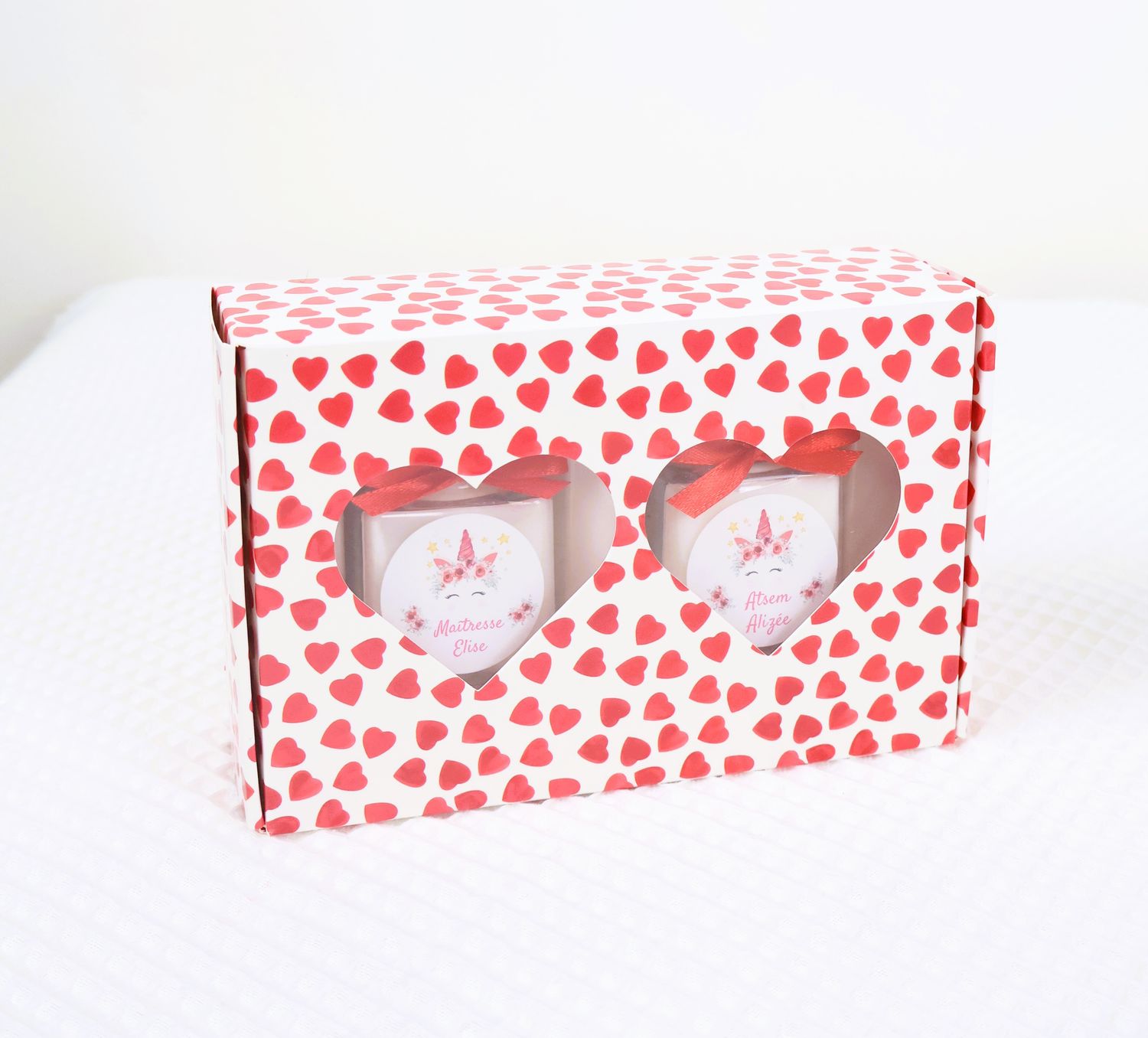 Coffret deux bougies cœurs