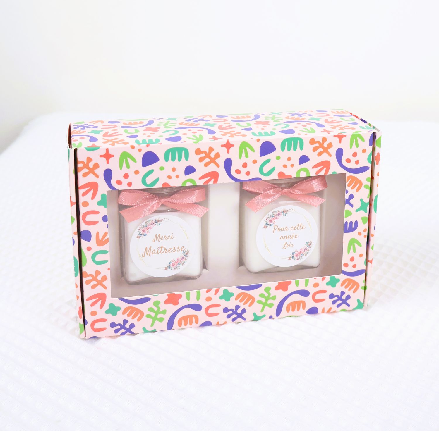 Coffret deux bougies abstrait