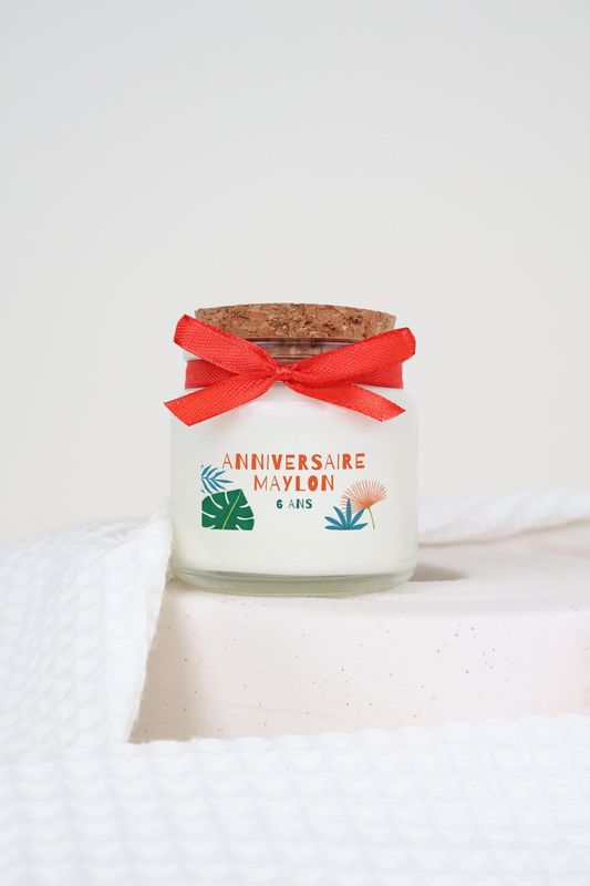 Bougie 100 ml bouchon liège avec ruban et étiquette