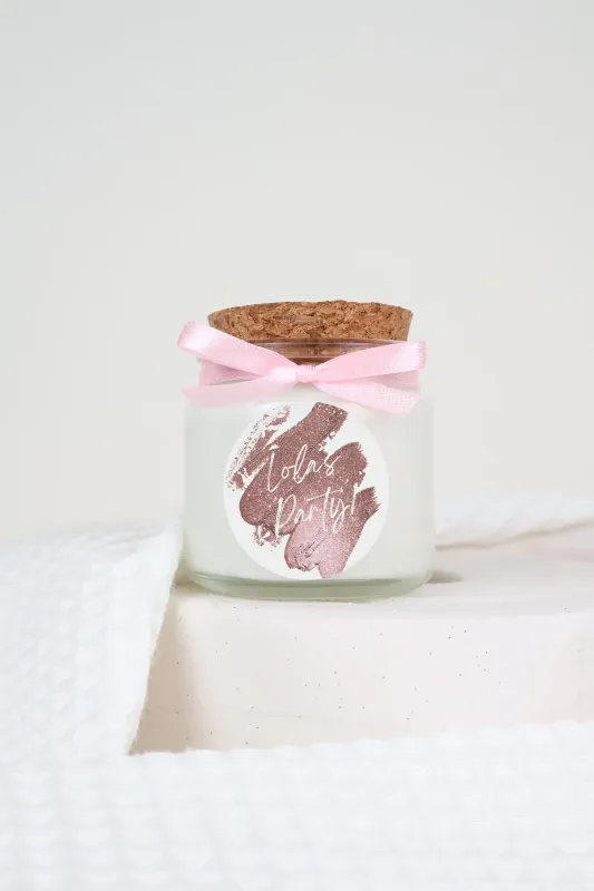 Bougie 100 ml bouchon liège avec ruban et étiquette