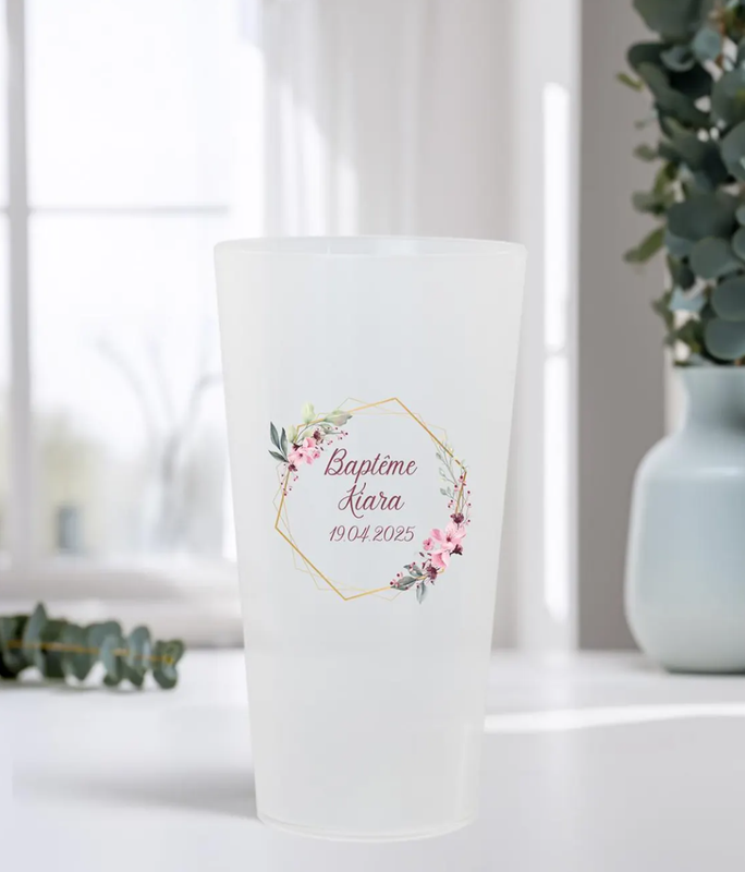 Gobelet personnalisé baptême avec prénom et date