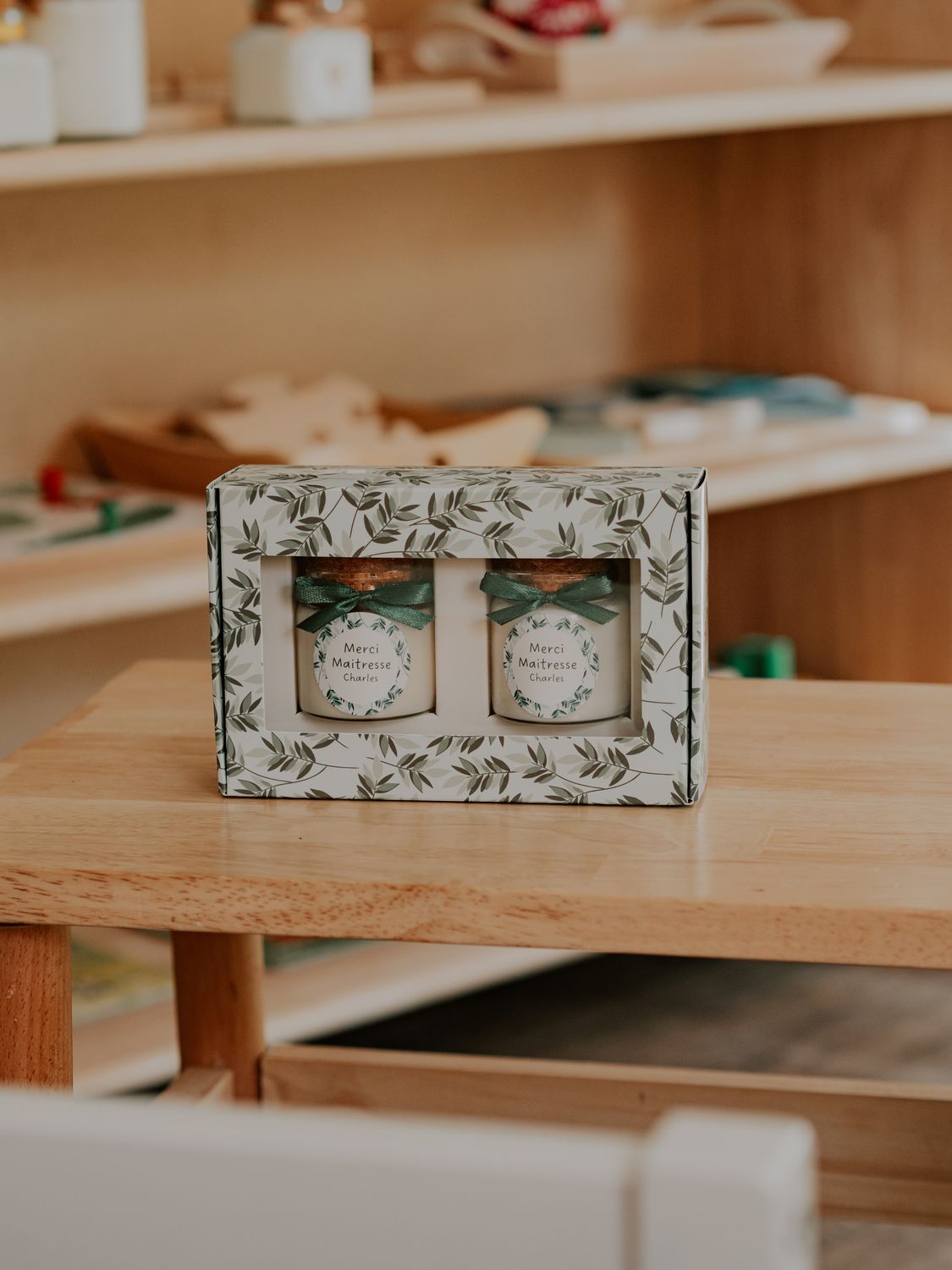 Coffret de deux bougies &quot;Feuilles&quot;