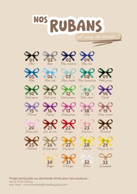 Couleurs des rubans en satin pour bougies personnalisées – Max &amp; Sylvie