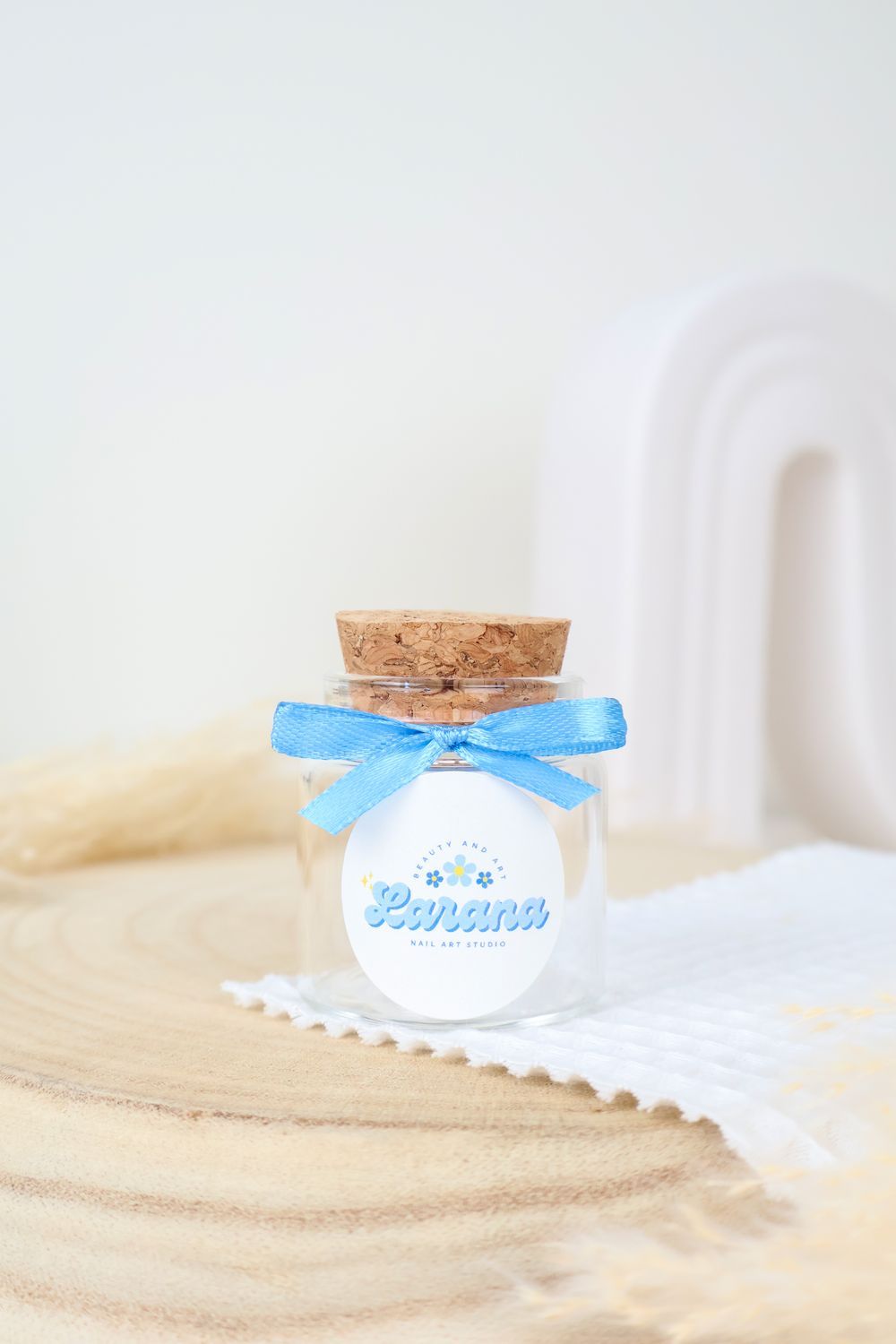 Pot personnalisé 50 ml avec logo et ruban satin pour entreprise