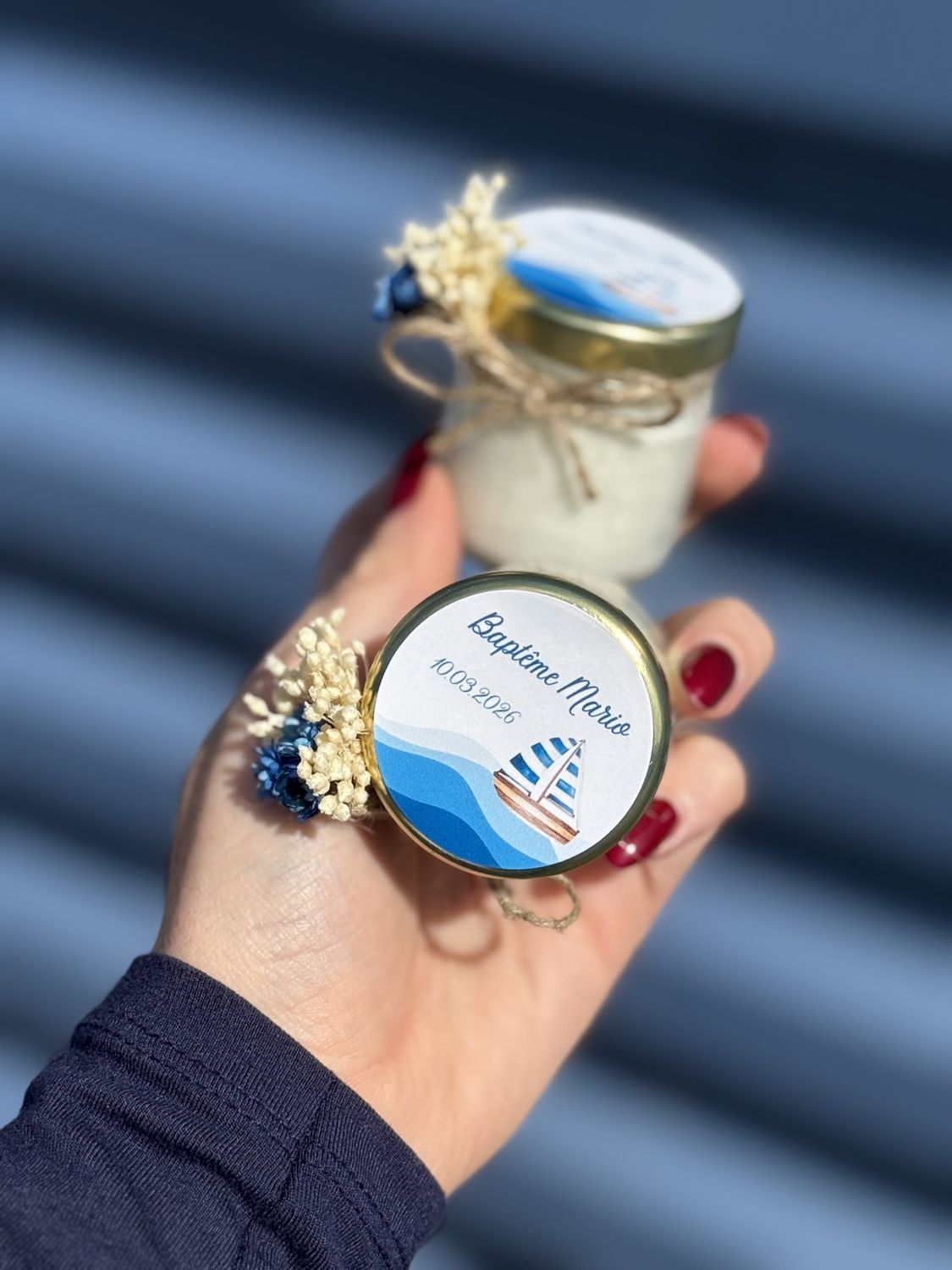 Bougie personnalisée 40 ml – Cadeau invité baptême, communion, profession de foi