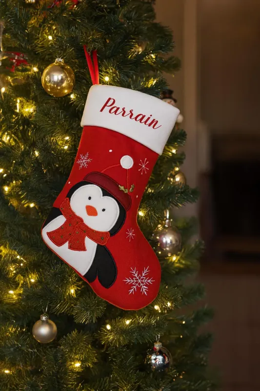 Chaussette de Noël personnalisée avec prénom – Décoration festive