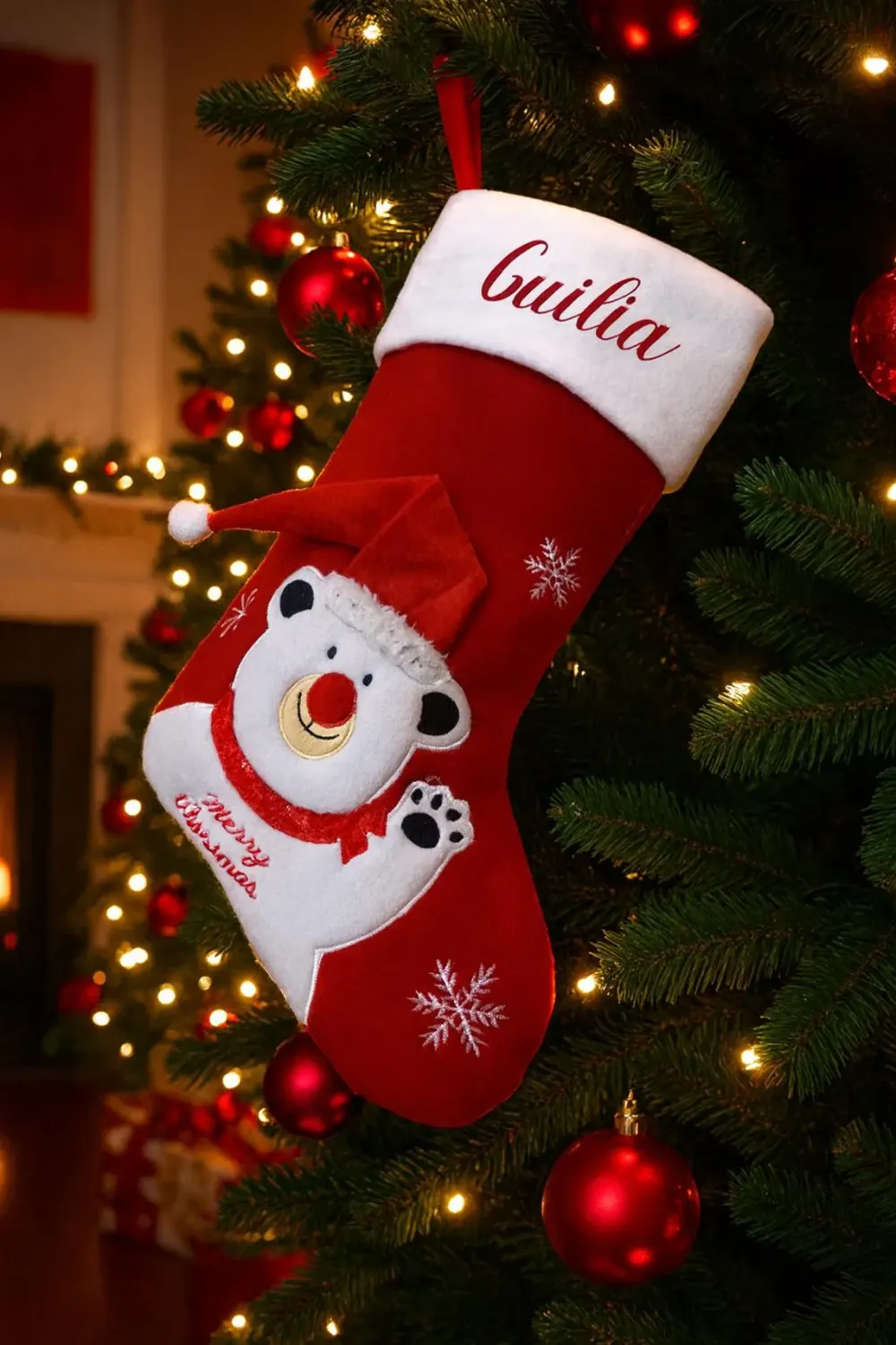 Chaussette de Noël personnalisée avec prénom – Décoration festive