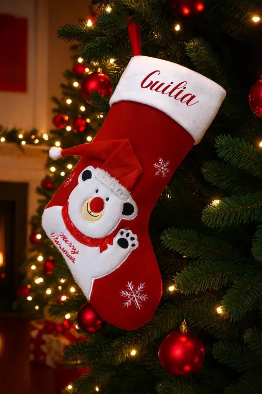 Chaussette de Noël personnalisée avec prénom – Décoration festive