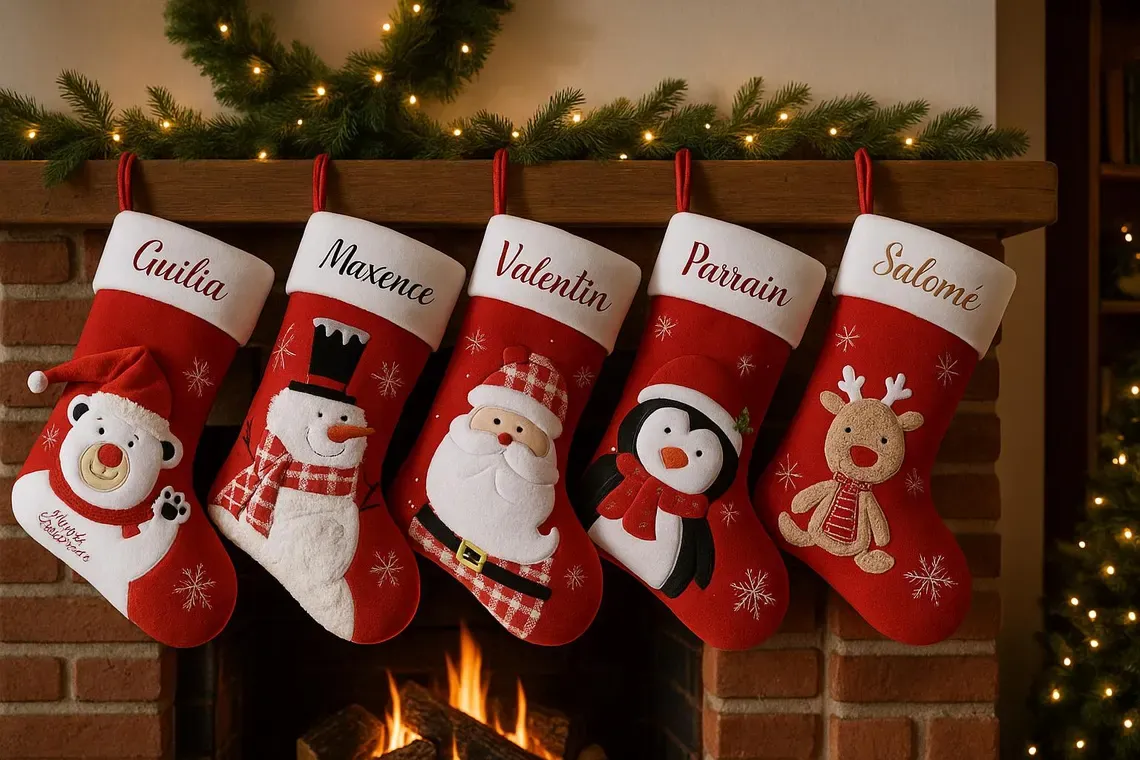Chaussette de Noël personnalisée avec prénom – Décoration festive