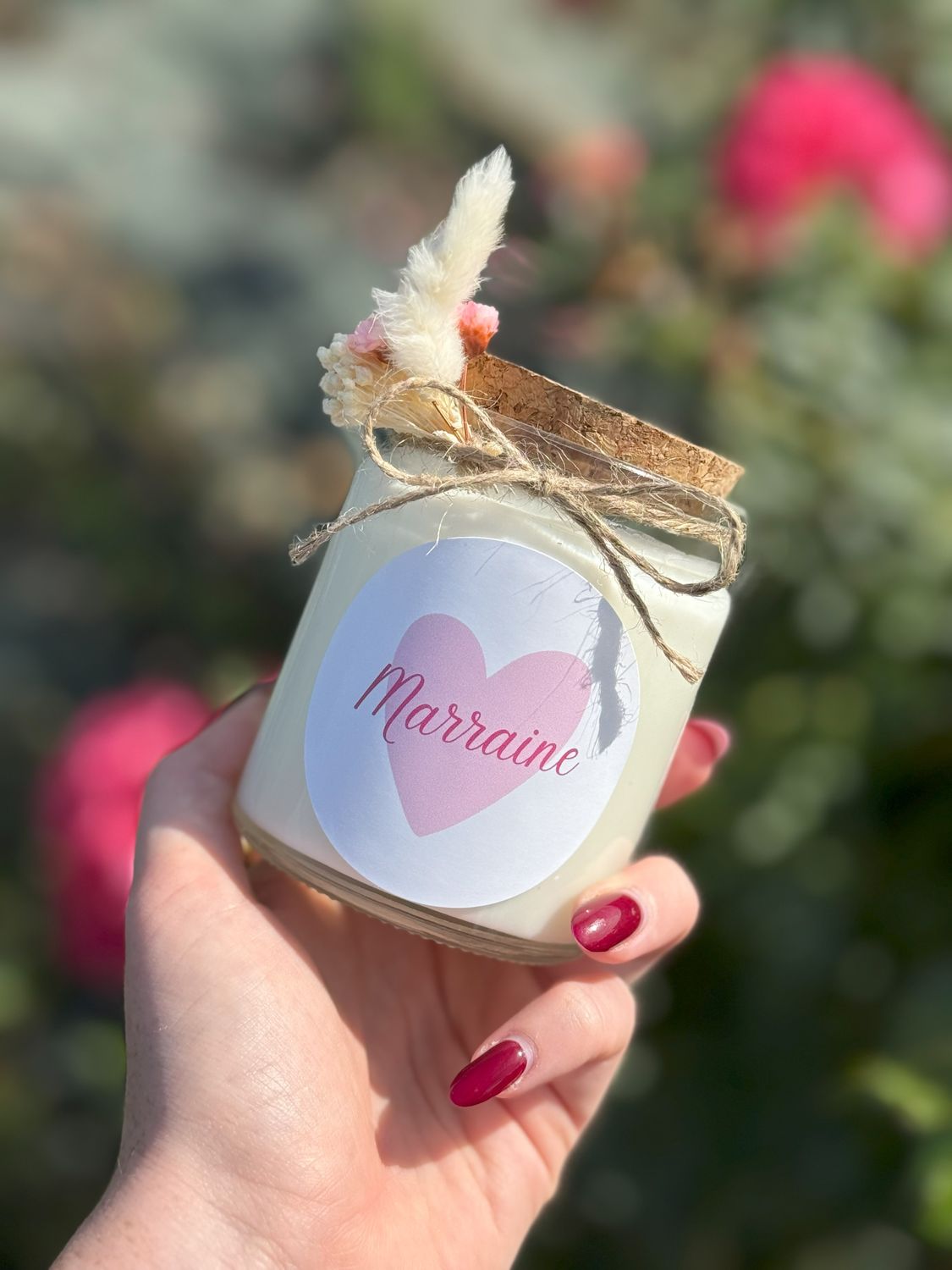 Bougie personnalisée Parrain &amp; Marraine – Grand format