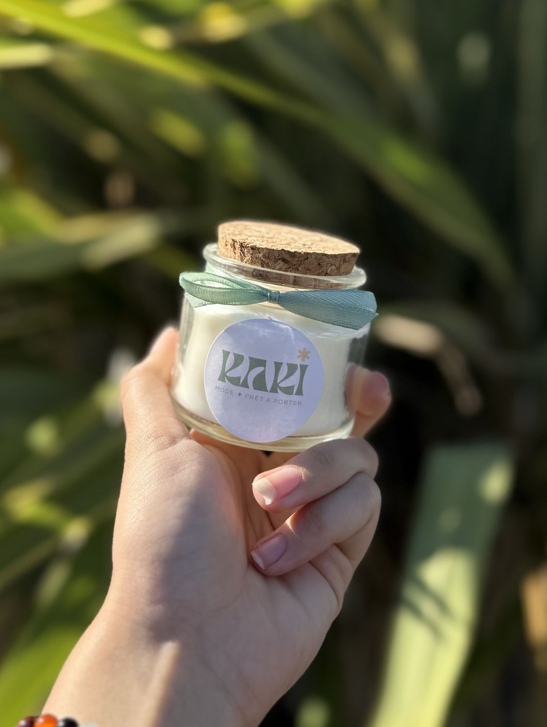 Bougie personnalisée 100 ml – Cadeau d’entreprise avec ruban ou fleurs séchées