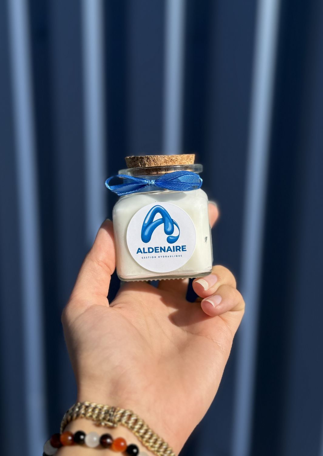 Bougie personnalisée 120 ml – Cadeau d’entreprise avec ruban ou fleurs séchées