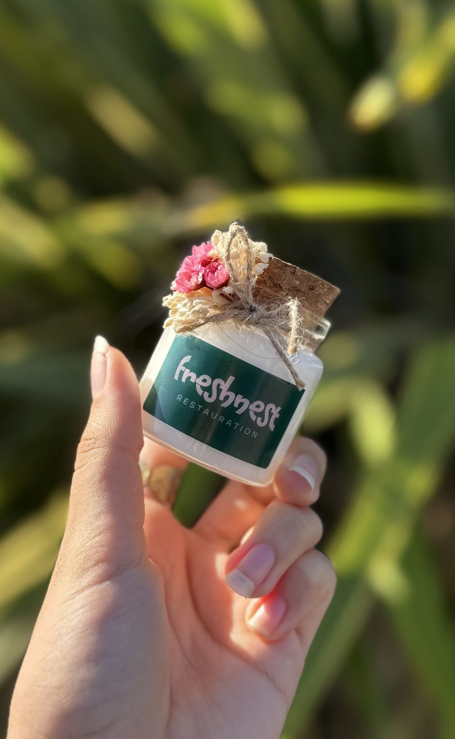 Bougie personnalisée 50 ml – Cadeau d’entreprise avec ruban ou fleurs séchées