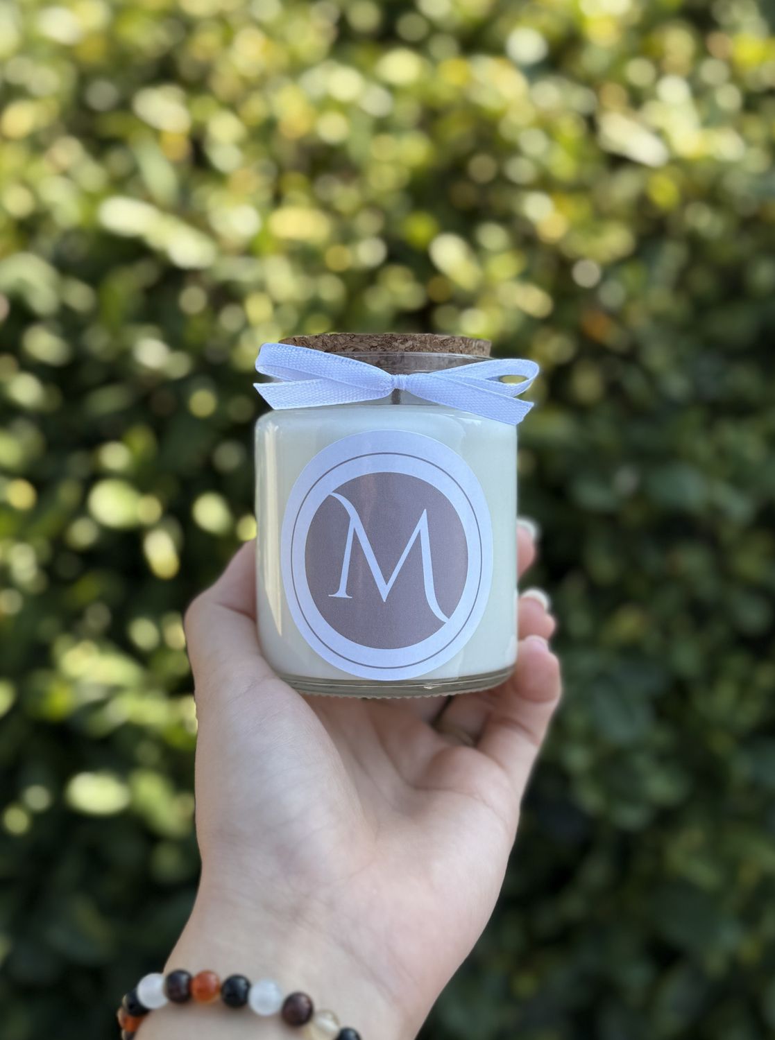 Bougie personnalisée 200 ml – Cadeau d’entreprise avec ruban ou fleurs séchées